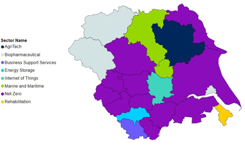 Yorkshire & the Humber top clusters in each local authority district